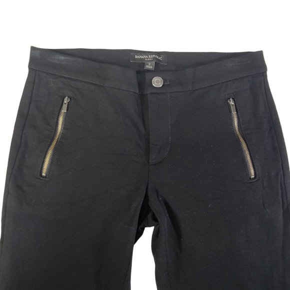 Banana Republic Sloan Fit Straight Leg Pants Womens Size 2 Stretch Zip Leg Black - Picture 6 of 12